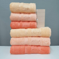 Набор персиковых бамбуковых полотенец 70х140 (3 шт), Aynali Agac Bamboo Desen