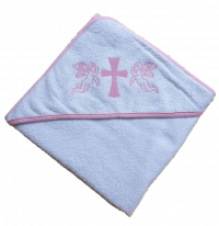 Полотенце для крещения с уголком (крыжма) с розовым
