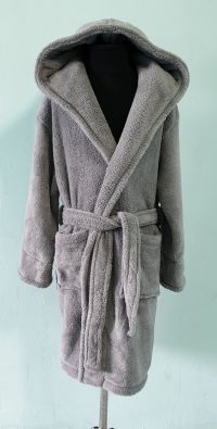 Детский махровый халат с капюшоном Welsoft серый