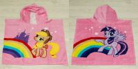 Детское пляжное полотенце пончо розовое Little poni