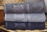 Набор серых бамбуковых полотенец 50х90 (3 шт), Aynali Agac Bamboo
