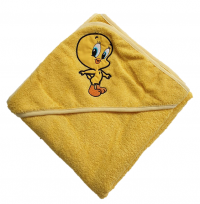 Полотенце с капюшоном для купания цыпленок желтое